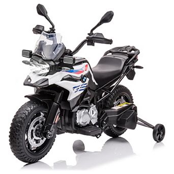 Licensed BMW Kids Electric Motorcycle, 12v Ride on Toy with Training Wheels, Dual Speed, MP3 Music