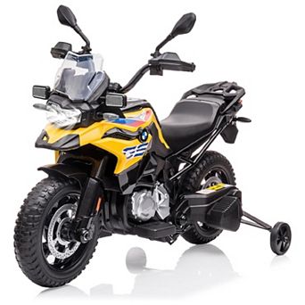 Licensed BMW Kids Electric Motorcycle, 12v Ride on Toy with Training Wheels, Dual Speed, MP3 Music