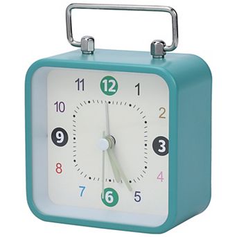 Mechanical Alarm Clock with Handle, Metal Casing, Non-Tick Movement for Nightstand 3.3"x1.8"x4.5"