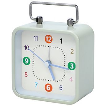 Mechanical Alarm Clock with Handle, Metal Casing, Non-Tick Movement for Nightstand 3.3"x1.8"x4.5"