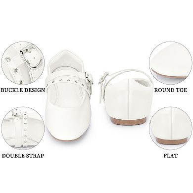 Women's Ballet Flats Pumps Adjustable Buckle Comfortable Mary Jane Dress Shoes