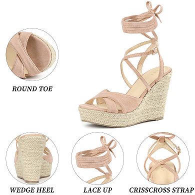 Women's Lace Up Espadrilles Wedges Heel Platform Heels Sandals