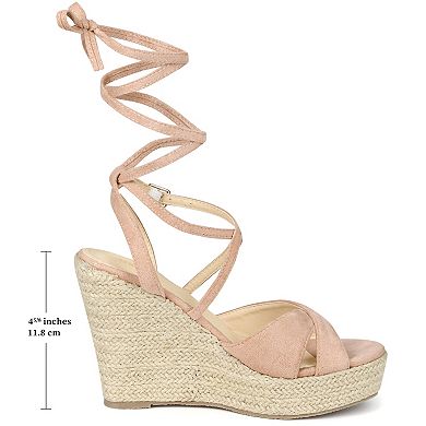 Women's Lace Up Espadrilles Wedges Heel Platform Heels Sandals