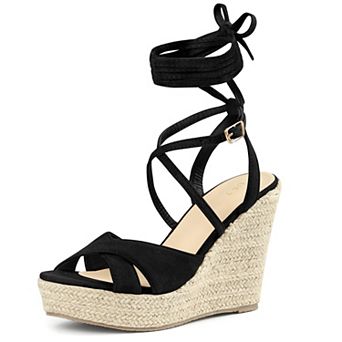 Women's Lace Up Espadrilles Wedges Heel Platform Heels Sandals