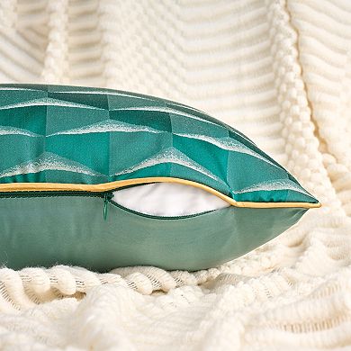 2Pcs Satin Soft Throw Pillow, 3D Geometric Textured Decorative Throw Pillow Covers 12x20/18x18 Inch