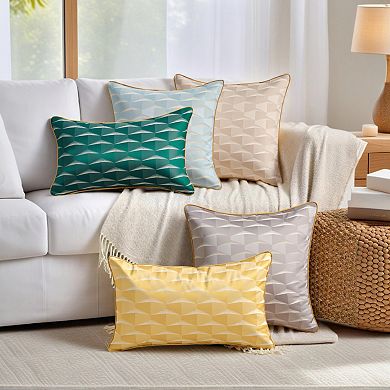 2Pcs Satin Soft Throw Pillow, 3D Geometric Textured Decorative Throw Pillow Covers 12x20/18x18 Inch