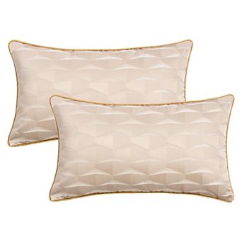 2 pc Satin Soft Throw Pillow, 3D Geometric Textured Decorative Throw Pillow Covers 12x20/18x18 Inch