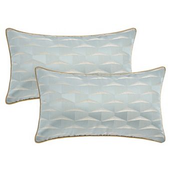 2 pc Satin Soft Throw Pillow, 3D Geometric Textured Decorative Throw Pillow Covers 12x20/18x18 Inch