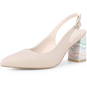 Women's Tie Dye Chunky Heel Sandals Slingback Strap Pointed Toe Pumps