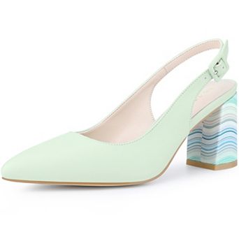 Women's Tie Dye Chunky Heel Sandals Slingback Strap Pointed Toe Pumps