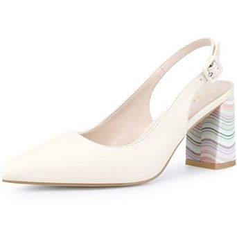 Women's Tie Dye Chunky Heel Sandals Slingback Strap Pointed Toe Pumps