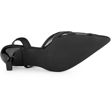 Women's Mesh Stiletto Heels Sandals Slingback Pointed Toe Pumps