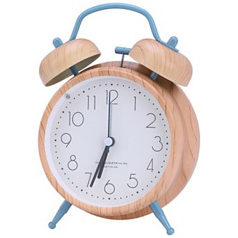 Desk Mechanical Alarm Clock, Minimalist Wood-Grain Patterns, Loud Alarms for Study 4.6"x2.2"x6.6"