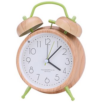 Desk Mechanical Alarm Clock, Minimalist Wood-Grain Patterns, Loud Alarms for Study 4.6"x2.2"x6.6"