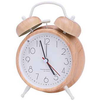 Desk Mechanical Alarm Clock, Minimalist Wood-Grain Patterns, Loud Alarms for Study 4.6"x2.2"x6.6"