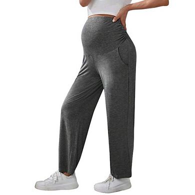 Maternity Plus Size Straight Leg Pants High Waist Supportive for Daily Wear Workouts