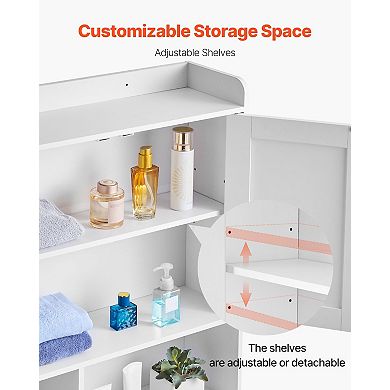 Over-the-Toilet Storage Cabinet 66" Bathroom Organizer with Doors