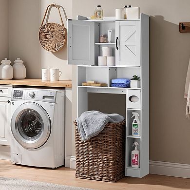 Over-the-Toilet Storage Cabinet 66" Bathroom Organizer with Doors