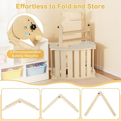 Natural 7-in-1 Indoor Climbing Toy Set with Reversible Ramp