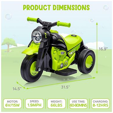 Kids Electric Motorcycle with Bubble Function, 6V Battery Powered Ride On Motorbike Toy