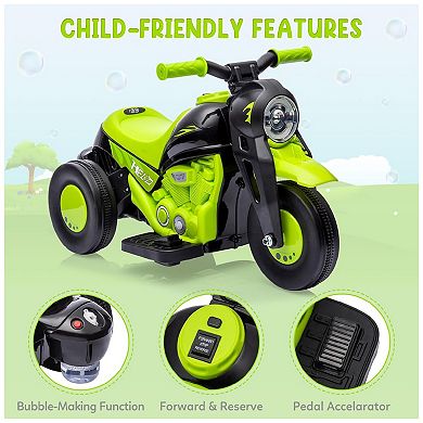 Kids Electric Motorcycle with Bubble Function, 6V Battery Powered Ride On Motorbike Toy