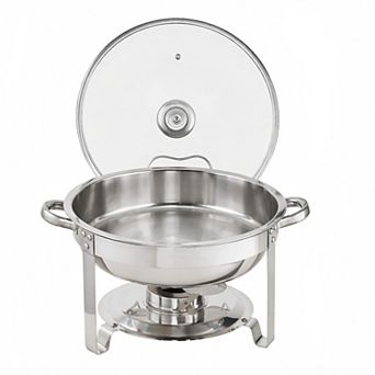Chafing Dish Set 4-qt 2-Pack Stainless Steel Round Buffet Servers with Glass Lids