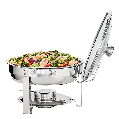 Chafing Dish Set 4 Qt 2-Pack Stainless Steel Round Buffet Servers with Glass Lids