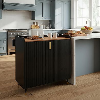 Sideboard Buffet Cabinet Wine Bar & Coffee Bar Liquor Cabinet with Wine Rack and Glass Holders