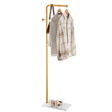 Coat Rack Freestanding with Quartz Stone Base and 3 Round Hooks