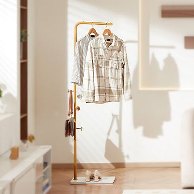 Coat Rack Freestanding with Quartz Stone Base and 3 Round Hooks