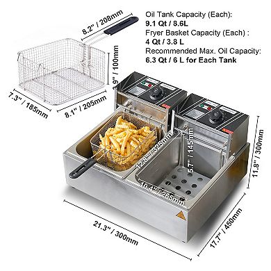 Commercial Deep Fryer Countertop Dual Tank Electric Fryer