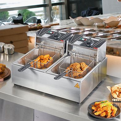Commercial Deep Fryer Countertop Dual Tank Electric Fryer