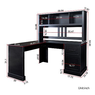 Home Office Computer Desk with Hutch for Efficient Workspace Organization