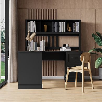 Home Office Computer Desk with Hutch for Efficient Workspace Organization