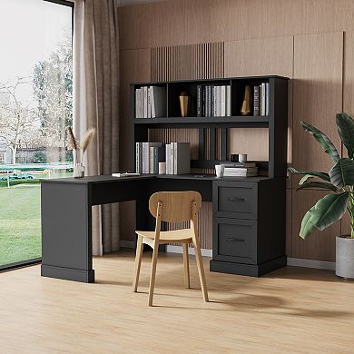 Home Office Computer Desk with Hutch for Efficient Workspace Organization