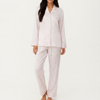 Women's 2 pc Set Printed Button Front Pajama Top and Matching Elastic Waist Pants