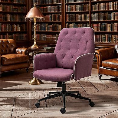 GOODSILO Tufted Spandex Office Chair with Adjustable Height and Full Back Support