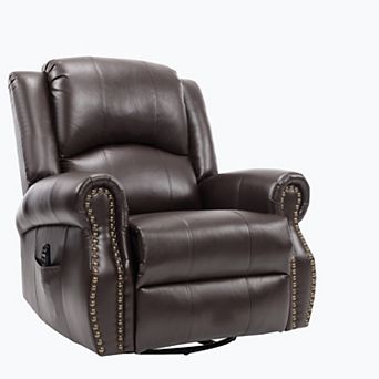 Heat Massage Manual Recliner Chair with Rocker and Swivel in Fabric