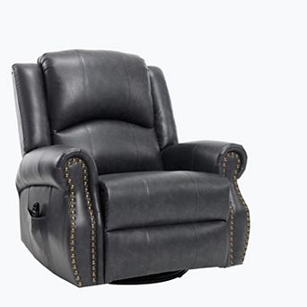 Heat Massage Manual Recliner Chair with Rocker and Swivel in Fabric
