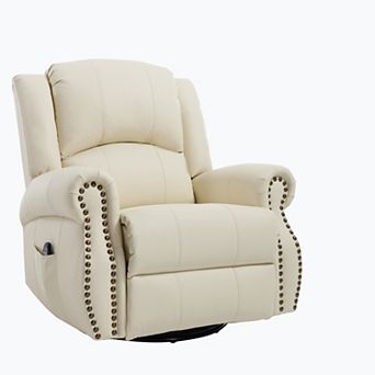 Recliner Chair with Heat Massage Manual Rocker and Swivel in Fabric
