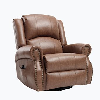 Heat Massage Manual Recliner Chair with Rocker and Swivel in Fabric