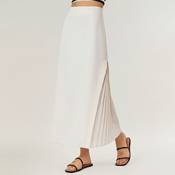 Women's Maxi Skirt with Sleek Straight Silhouette and Soft Pleated Side Panel Detail