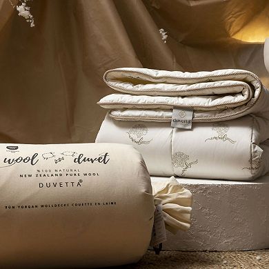 Duvetta Wool Comforter with Cotton Fabric Cover, Wool-All Season Useable- Machine Washable