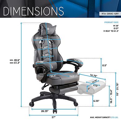 GOODSILO Racing Style Reclining Executive Office Chair with Extending Footrest for Gaming and Work