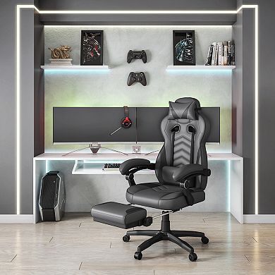 GOODSILO Racing Style Reclining Executive Office Chair with Extending Footrest for Gaming and Work