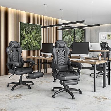 GOODSILO Racing Style Reclining Executive Office Chair with Extending Footrest for Gaming and Work