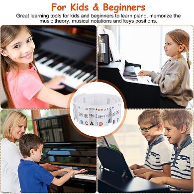 88-Key Piano Keyboard Stickers Removable PVC Key Labels Note Guide for Kids & Beginner Players