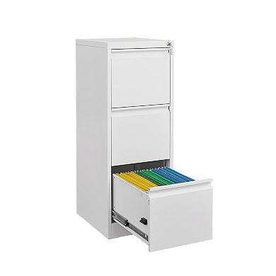 3-Drawer Vertical File Cabinet with Locking Mechanism for Letter, A4, and Legal Size Documents