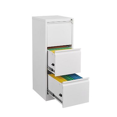 3-Drawer Vertical File Cabinet with Locking Mechanism for Letter, A4, and Legal Size Documents