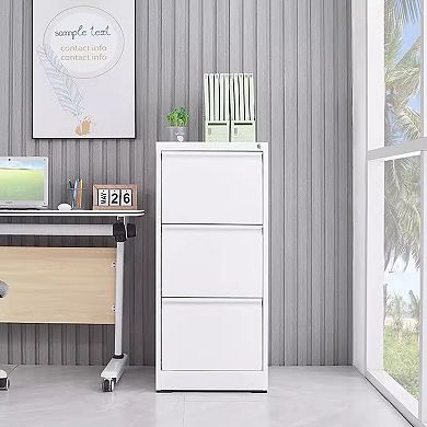 3-Drawer Vertical File Cabinet with Locking Mechanism for Letter, A4, and Legal Size Documents